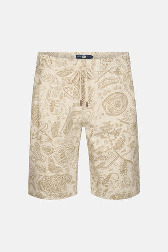 Short beige de Petrol Industries avec un motif cachemire et un cordon de serrage à la taille.