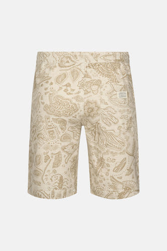 Short beige de Petrol Industries, avec motif cachemire et une poche arrière avec étiquette.