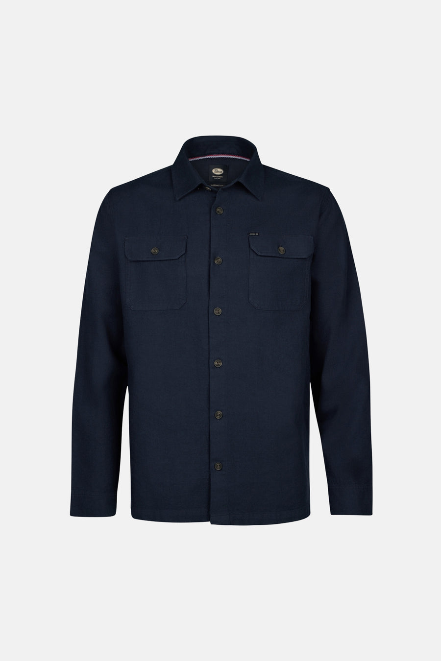 Blauw overhemd met lange mouwen van Petrol Industries, met knoopsluiting en opgestikte zakken.