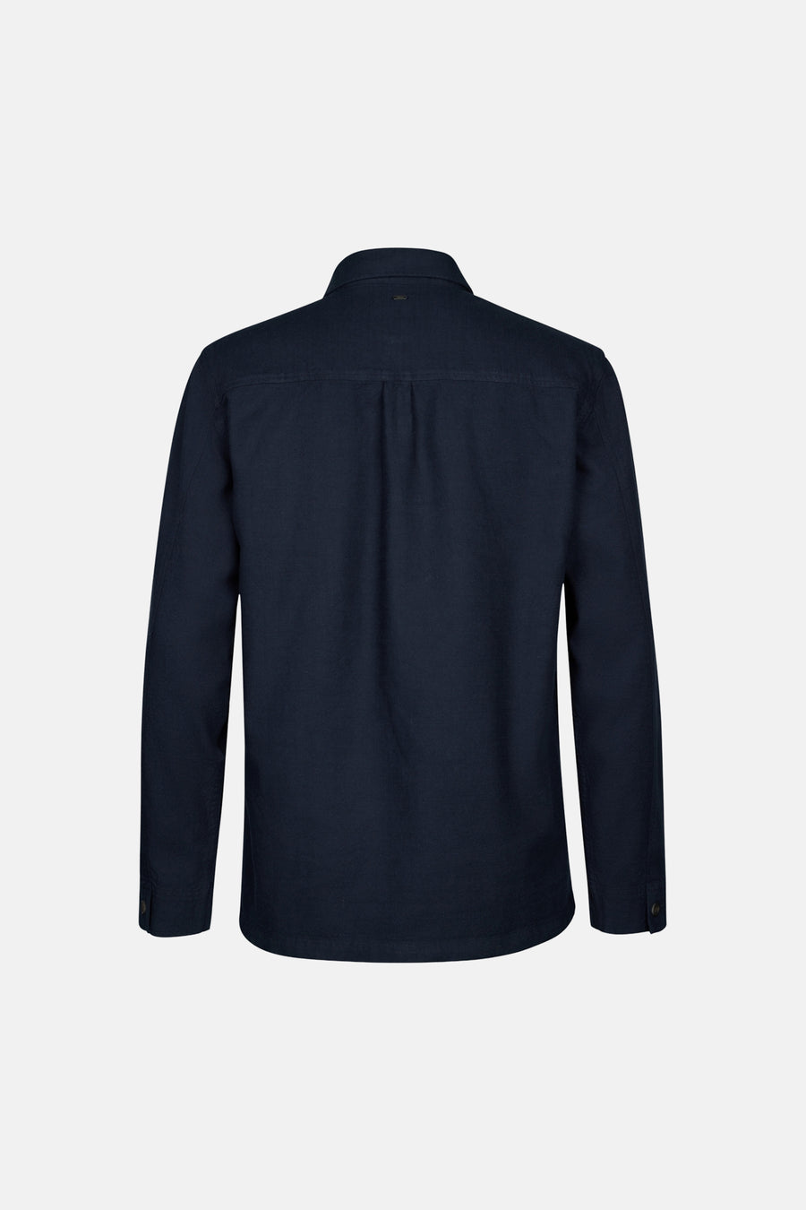 Blauw overhemd met lange mouwen van Petrol Industries®, rugaanzicht met schouderpas en knoopdetail.