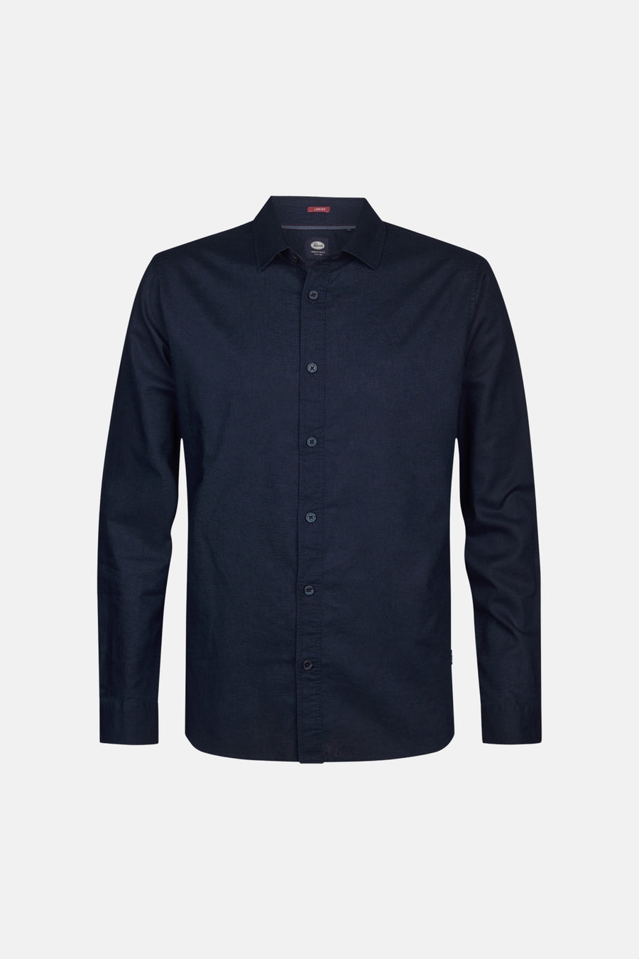 Chemise bleue à manches longues de Petrol Industries, texture unie et fermeture boutonnée.