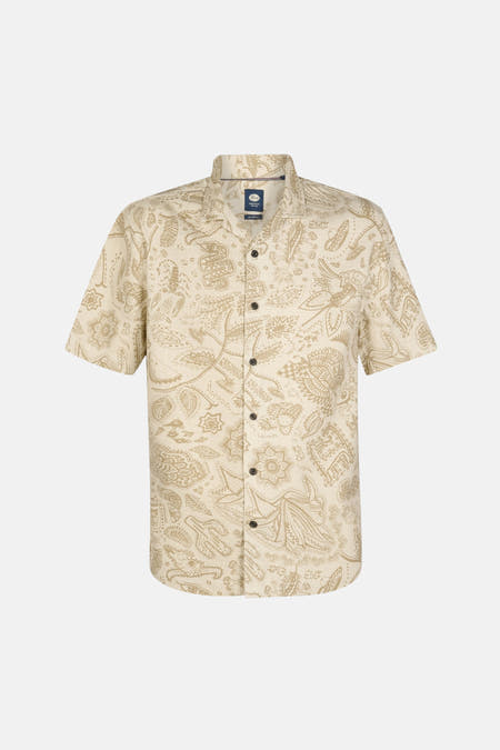Chemise écru à manches courtes de Petrol Industries®, dotée d'un imprimé paisley sur toute la surface.