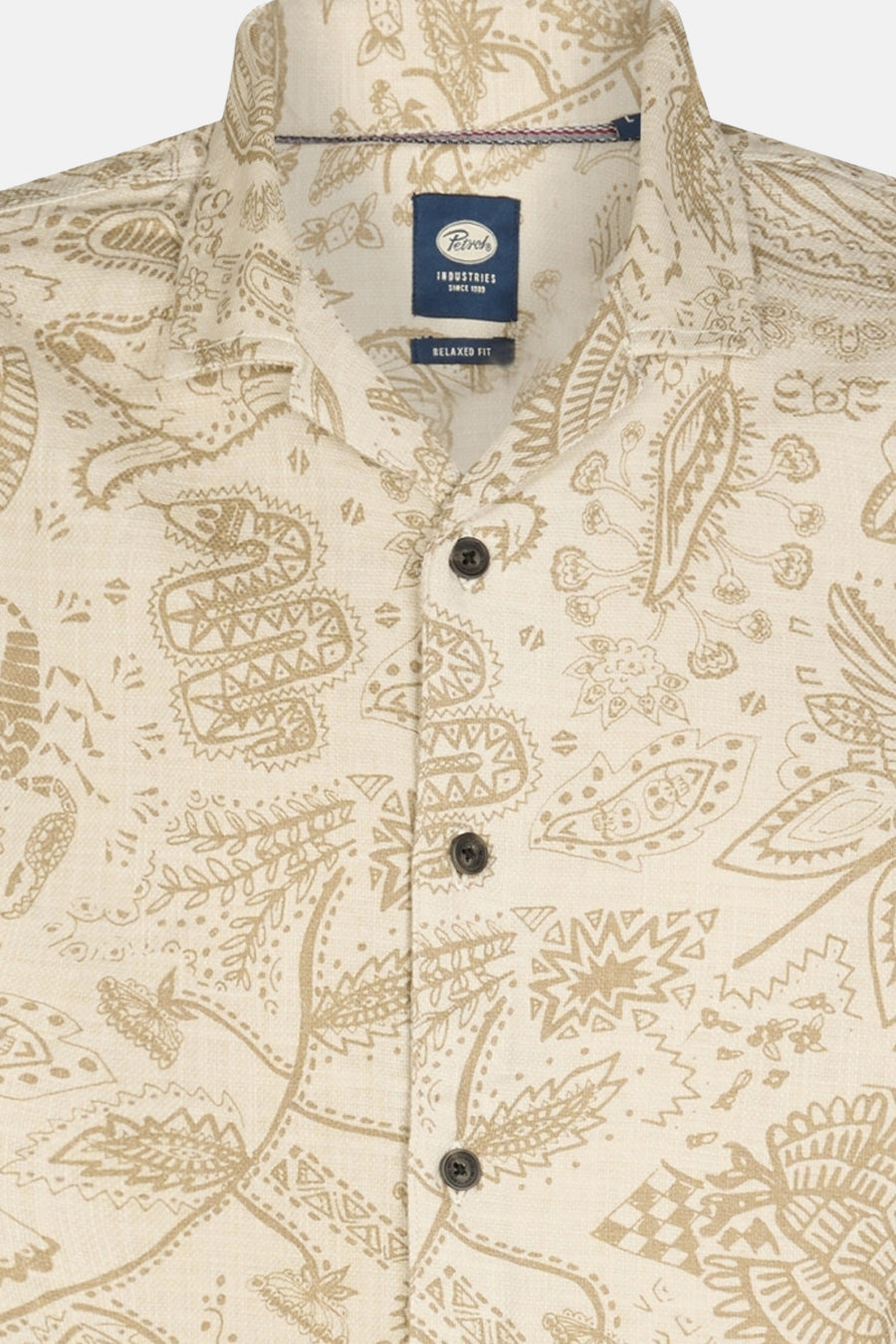 Ecru overhemd met korte mouwen van Petrol Industries®, met paisley print en knoopsluiting.
