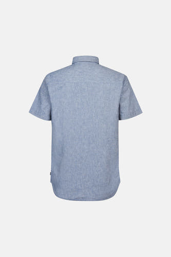 Chemise bleue à manches courtes de Petrol Industries, avec une texture légère et une fermeture boutonnée.