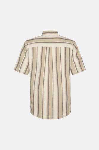 Chemise beige à manches courtes de Petrol Industries®, avec rayures verticales.