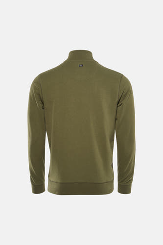 Pull vert à col rond de Petrol Industries®, petit logo dans le dos au niveau du col.