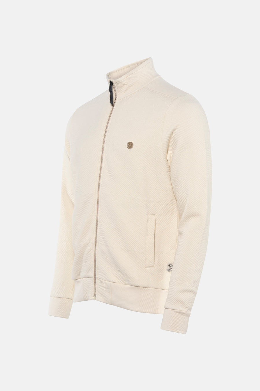 Gilet écru coloré de Petrol Industries, avec fermeture éclair, poche et fines coutures diagonales.