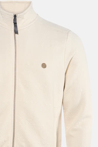 Gilet écru de Petrol Industries avec motif à carreaux et fermeture éclair.