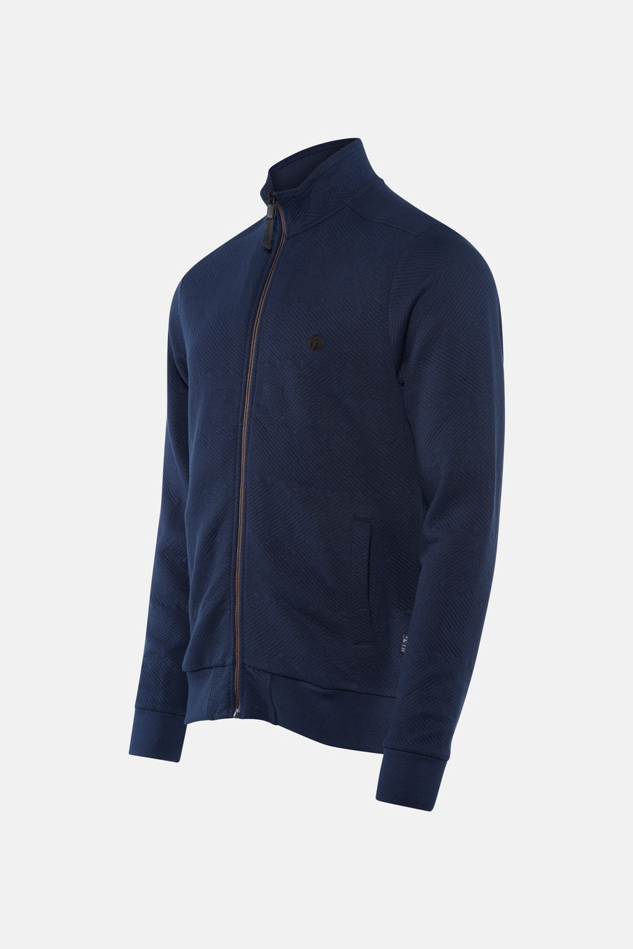 Veste bleue de Petrol Industries avec texture, longues manches et une fermeture éclair à l'avant.