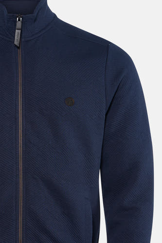 Gilet bleu de Petrol Industries avec fermeture à glissière et motif zigzag subtil.
