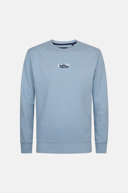 Gilet bleu avec col rond de Petrol Industries, avec petit logo sur la poitrine.