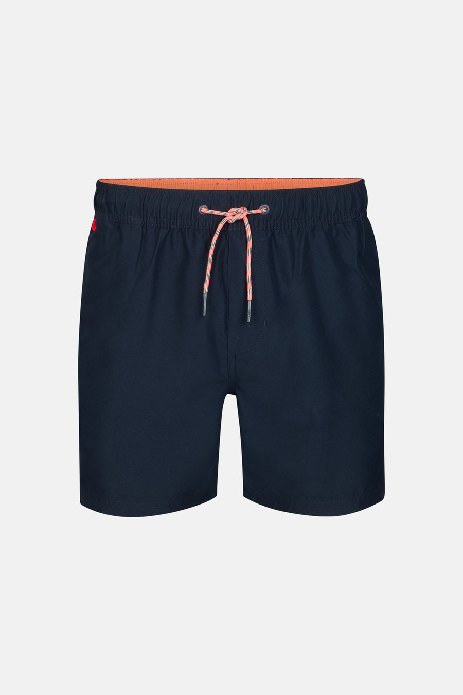 Short de bain bleu de Petrol Industries® avec une ceinture et un cordon de serrage orange.