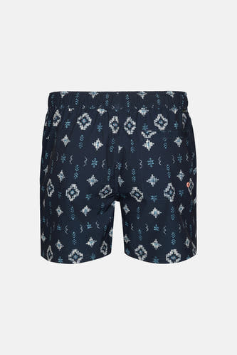 Short de bain bleu de Petrol Industries® avec un motif géométrique et une poche arrière.
