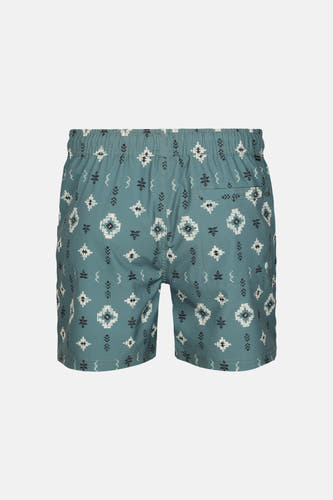 Short de bain vert de Petrol Industries avec un motif géométrique et une poche arrière.
