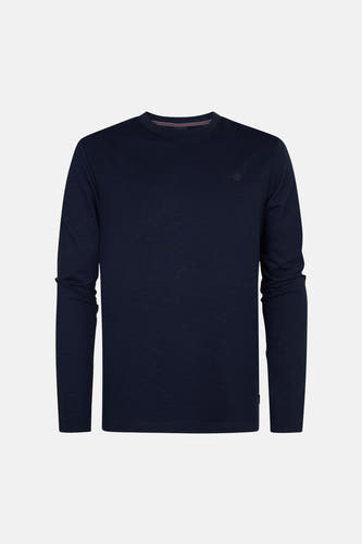 T-shirt bleu à manches longues de Petrol Industries®, avec logo discret sur la poitrine.