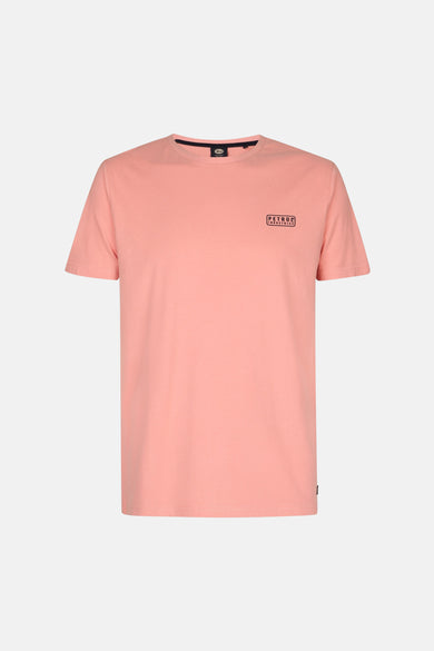 T-shirt rose à manches courtes de Petrol Industries®, dos uni, avec un petit détail d'étiquette.