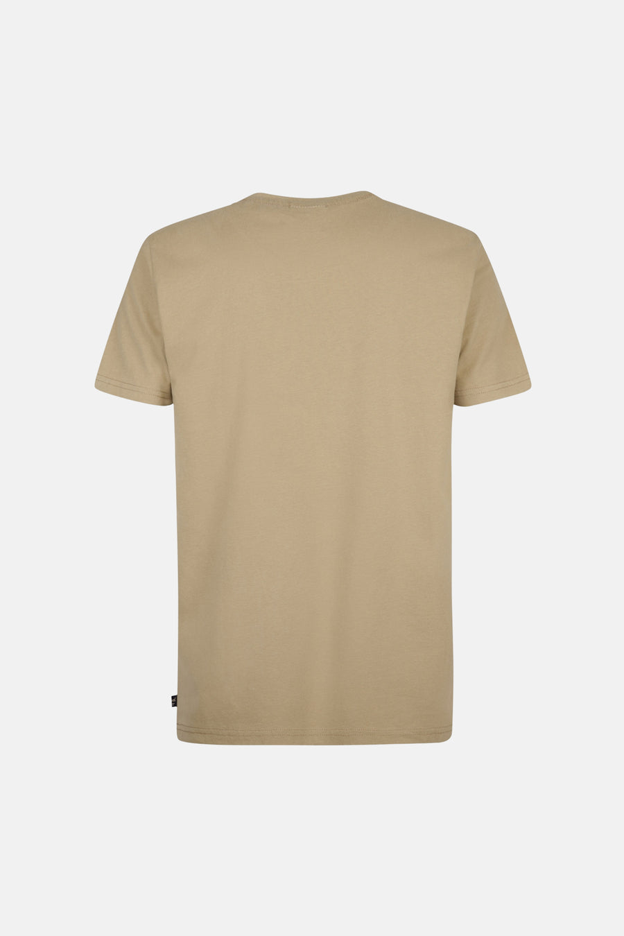 T-shirt beige à manches courtes de Petrol Industries, vue arrière avec un petit logo de marque en bas.