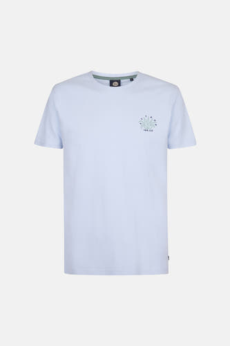 T-shirt bleu à manches courtes de Petrol Industries®, avec un petit logo sur la poitrine.