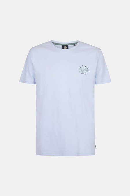 T-shirt bleu à manches courtes de Petrol Industries®, avec un petit logo sur la poitrine.