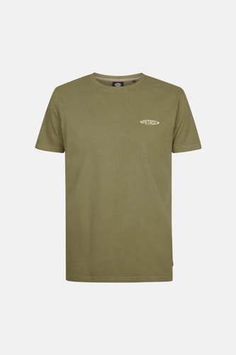 T-shirt vert avec manches courtes de Petrol Industries, avec un petit logo de marque sur la poitrine.