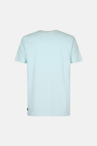T-shirt bleu clair de Petrol Industries à manches courtes, en couleur unie et dos nu.