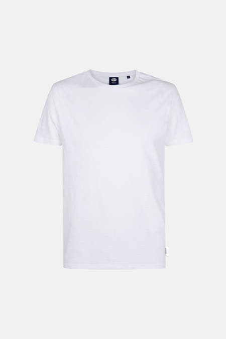 T-shirt blanc à manches courtes de Petrol Industries, couleur unie et détail de étiquette subtil.
