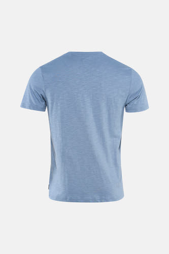T-shirt bleu à manches courtes de Petrol Industries, avec une subtile texture et un dos lisse.