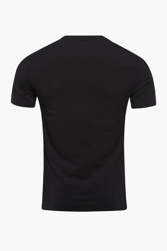 Zwart T-shirt van Guess, effen kleur, met korte mouwen en een ronde hals, achteraanzicht.
