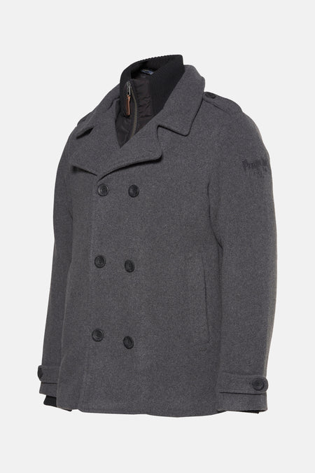 Veste grise de Petrol Industries® avec une fermeture à double bouton et un col montant.