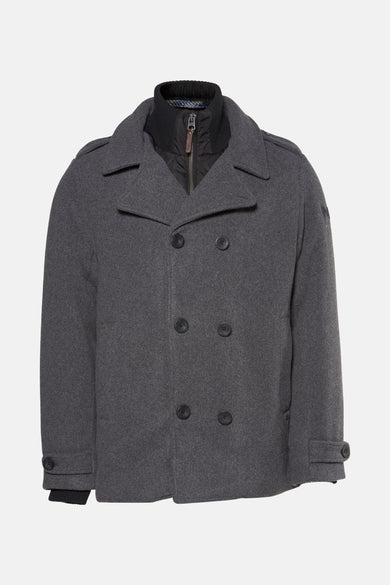 Veste grise de Petrol Industries® avec double fermeture à boutons et col montant avec zip.
