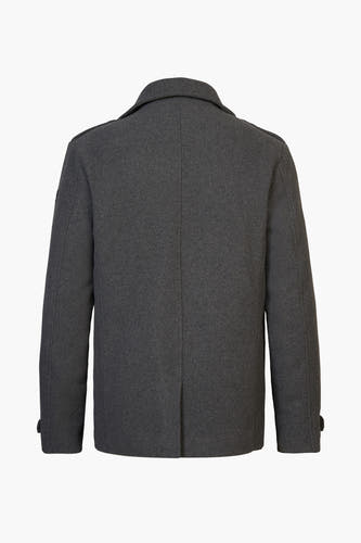 Manteau gris de Petrol Industries, vu de l'arrière avec une texture lisse et des détails subtils.