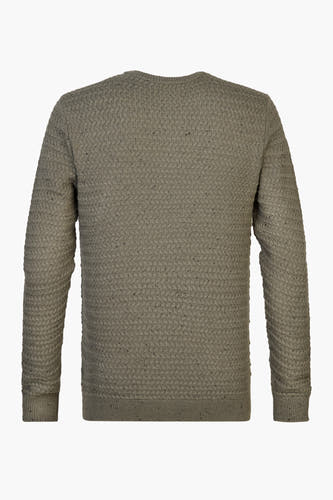 T-shirt vert avec col rond de Petrol Industries®, avec un motif tricoté détaillé.