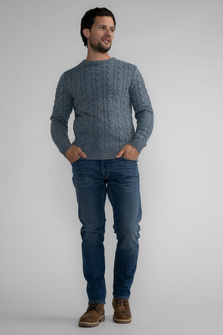 Pull à col rond - bleu