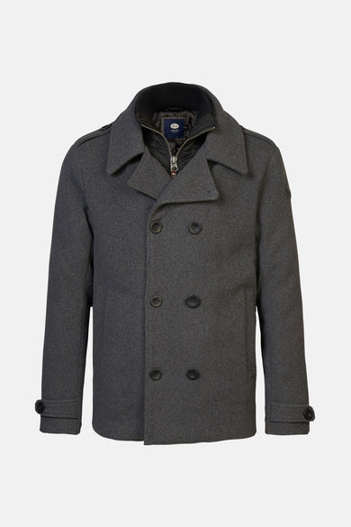 Manteau long gris de Petrol Industries® avec fermeture à double bouton et col.