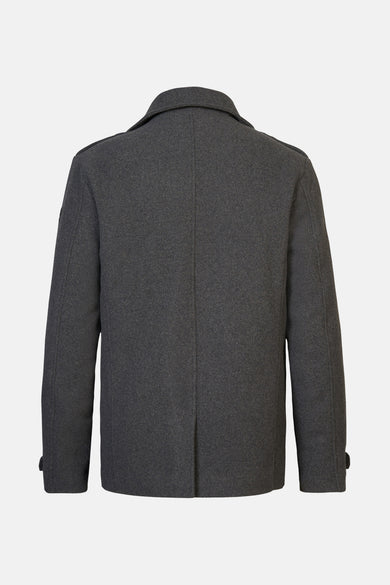 Veste longue grise de Petrol Industries® avec des manches longues, le dos visible.