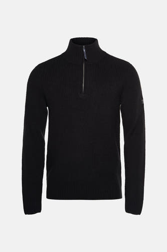 Gilet noir avec col rond de Petrol Industries®, à fermeture éclair et en tissu côtelé.