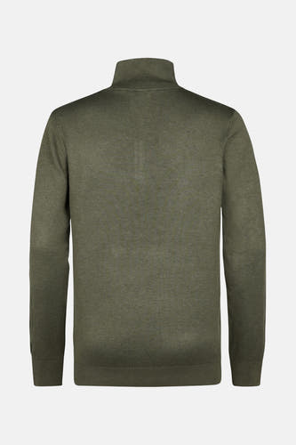 T-shirt vert avec col rond de Petrol Industries®, tricoté simple avec des manches longues, côté dos.