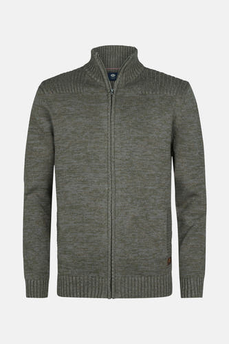 Veste verte avec fermeture à glissière de Petrol Industries, tricotée fine avec une col mont.