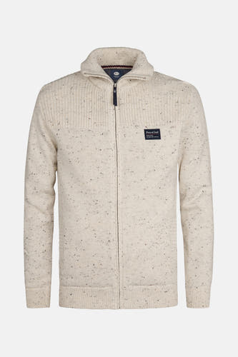 Ecru manteau court de Petrol Industries avec fermeture éclair et texture tricotée.
