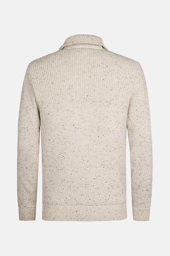Manteau court écru de Petrol Industries avec une texture mélangée et un col, côté dos.