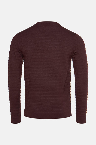 Gilet de Bordeaux avec col rond de Petrol Industries®, en fine maille et longues manches, vue arrière.