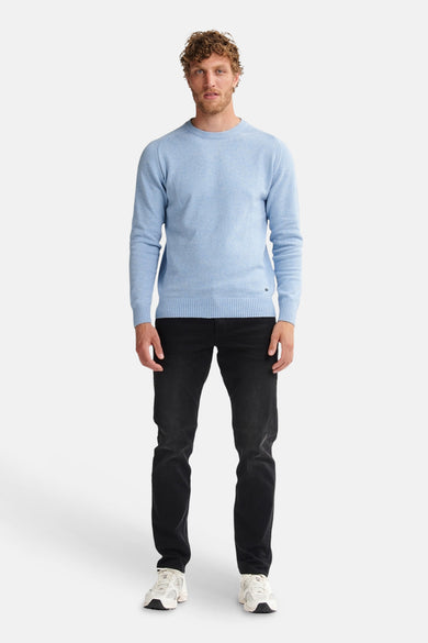 T-shirt bleu avec col rond de Petrol Industries, à longues manches et motif uni.