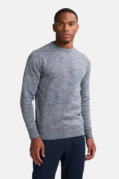 T-shirt bleu avec col rond de Petrol Industries, avec un motif rayé et des manches longues.