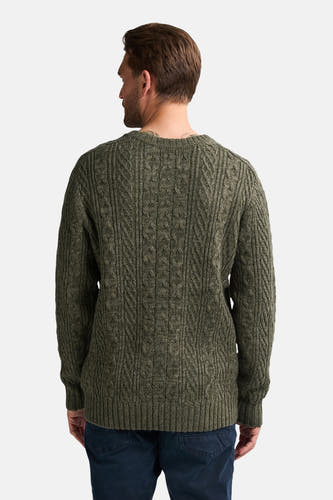T-shirt vert avec col rond de Petrol Industries, avec un motif côtelé sur le dos.