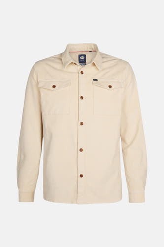 Chemise en corduroy beige de Petrol Industries, avec des manches longues et des poches poitrine.