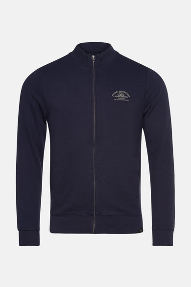 Gilet bleu de Petrol Industries®, côté dos visible, avec un col haut.