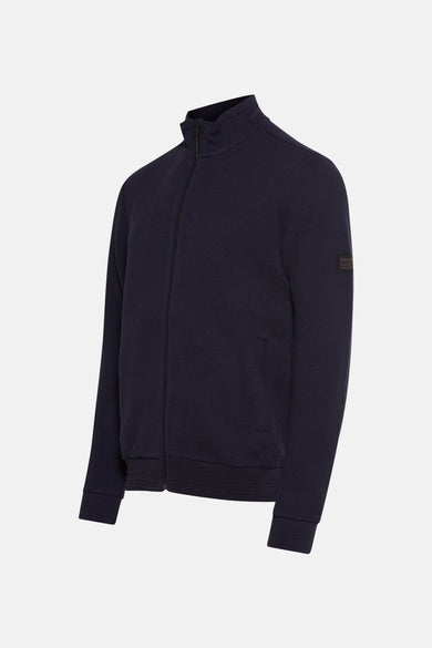 Gilet bleu de Petrol Industries avec fermeture éclair et structure diagonale subtile.