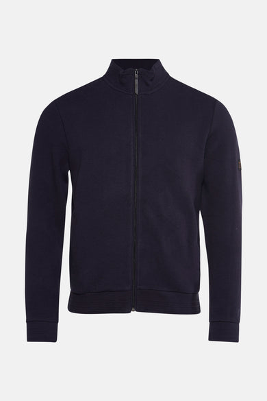 Gilet bleu de Petrol Industries, avec fermeture à glissière et subtile texture diagonale.
