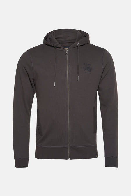 Veste grise avec fermeture à glissière de Petrol Industries® et logo sur la poitrine, avec capuche et poches.