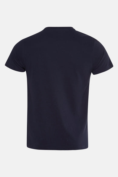 T-shirt bleu à manches courtes de Petrol Industries®, vu par derrière.